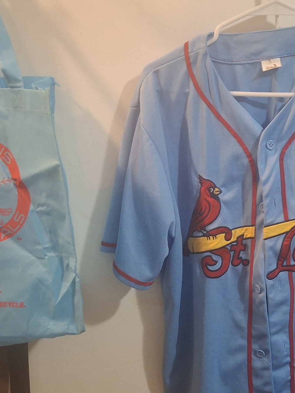St. Louis Cardinals Light Blue Baseball Jersey And Reusable Bag